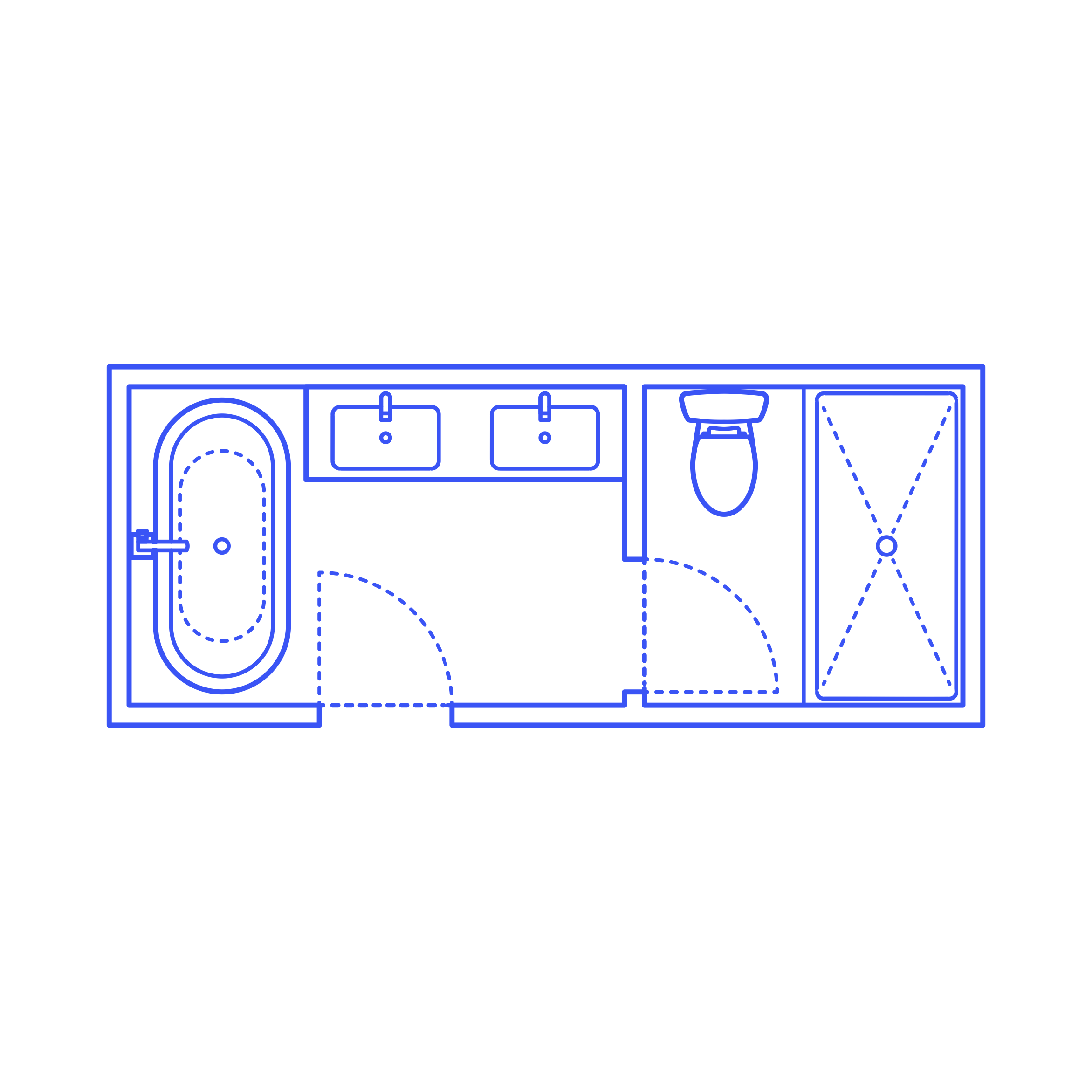 Layouts Bathrooms Primary Split Luxury 2 Wall Flat Line Svg Vector Free Vectors